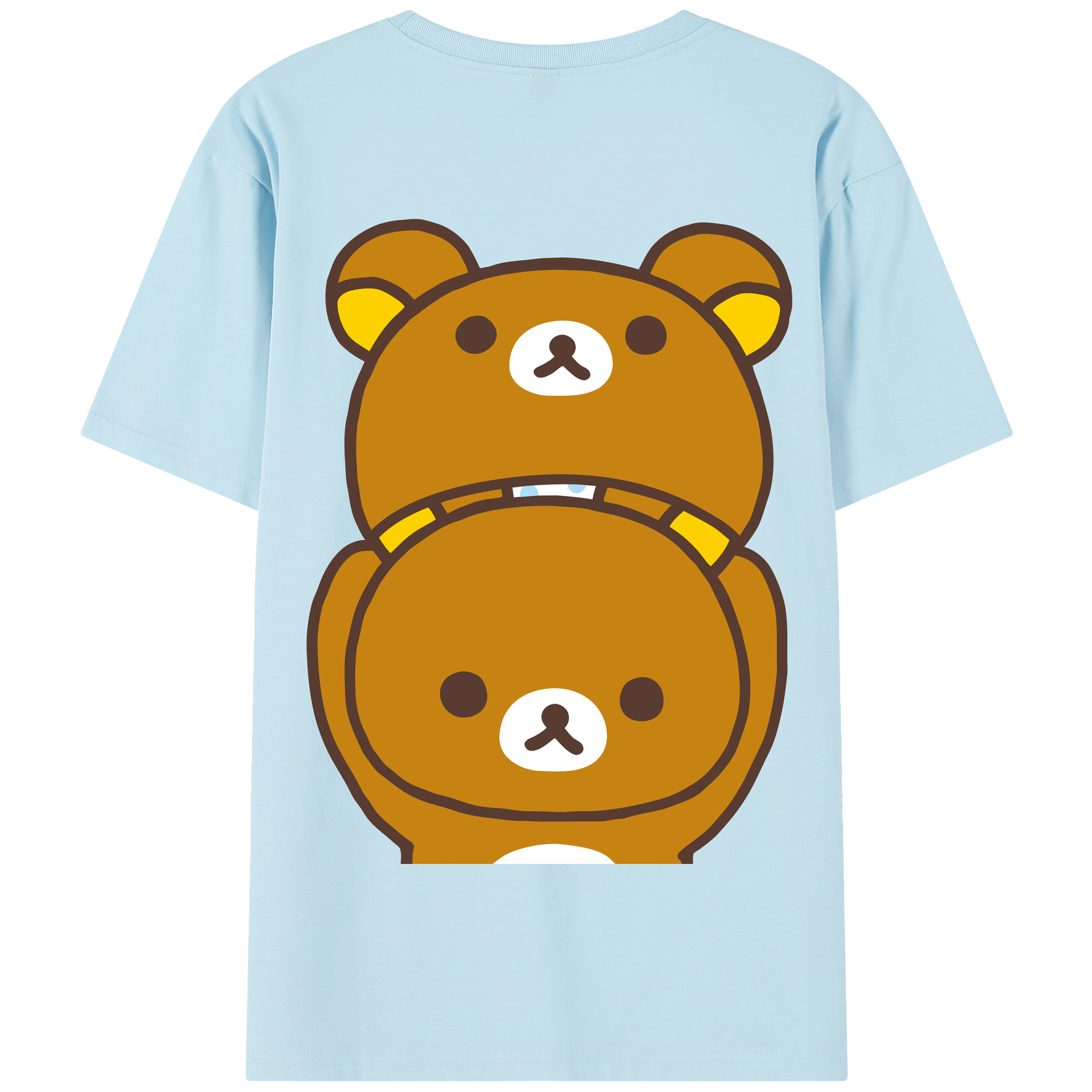 （画像用） リラックマ リラックマ キイロイトリ Rilakkuma Korilakkuma Kiiroitori 綿100％半袖Tシャツ（背面プリント）